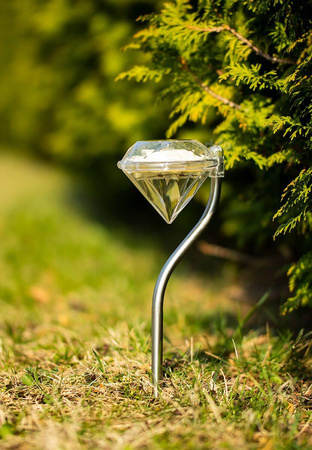 Lampa Solarna Ogrodowa LED Wbijana Ozdobna Zewnętrzna DIAMENT Chrom RGB