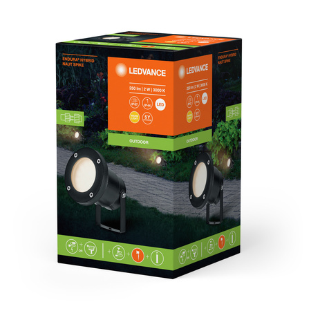 Lampa Ogrodowa Zewnętrzna LED Reflektor Wbijany 2W 100lm 3000K IP44 Czarny Endura Ledvance