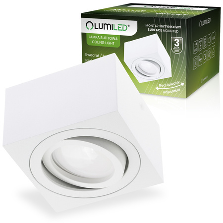 Oprawa Natynkowa HALOGENOWA Spot Tuba Ruchoma Kwadratowa Biała 50mm AMAT-S LUMILED