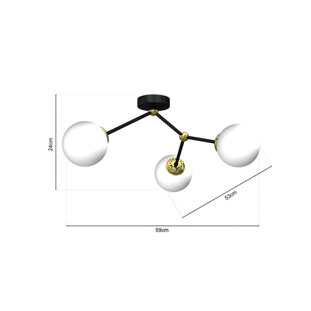 Lampa Sufitowa JOY Czarna Złota 3xE14 Milagro