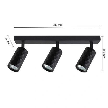Lampa Sufitowa Spot Tuba Reflektor Oprawa Halogenowa 3x GU10 Ruchomy Czarny Glamour Masterled