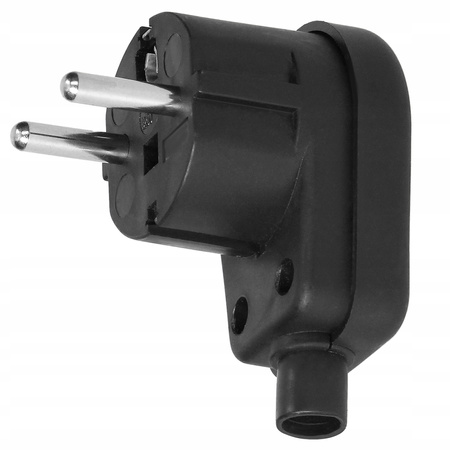 Wtyczka Elektryczna Kątowa Wtyk UNI-SCHUKO z Uziemieniem Rozbieralna Czarna ORNO