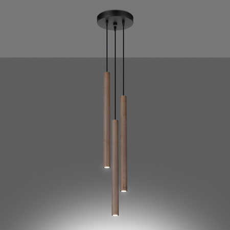 Lampa Sufitowa Wisząca Zwis 3x G9 Żyrandol Tubularna drewno Nowoczesna Pastelo Sollux