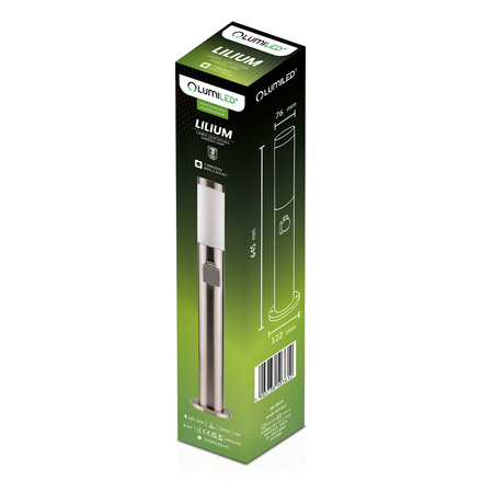 Lampa Ogrodowa Zewnętrzna E27 INOX SŁUPEK 65cm z Gniazdem 230V Lilium LUMILED