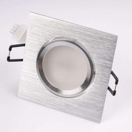 Oprawa Halogenowa Podtynkowa Kwadratowa Ruchoma TRIX 3w1 GU10 6W 3000K Srebrna Szczotkowana LUMILED