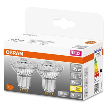 2x Żarówka LED GU10 2,6W = 35W 230lm 2700K Ciepła 36° OSRAM STAR