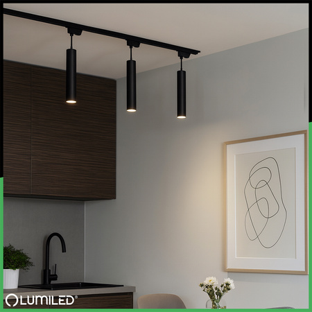 Zestaw Szyna Oświetleniowa Szynoprzewód 1m + 3x Reflektor Szynowy Soplo GU10 Czarny LUMILED