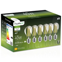 6x Żarówka LED E27 A60 4W = 40W 470lm 4000K Neutralna 360° FILAMENT LUMILED
