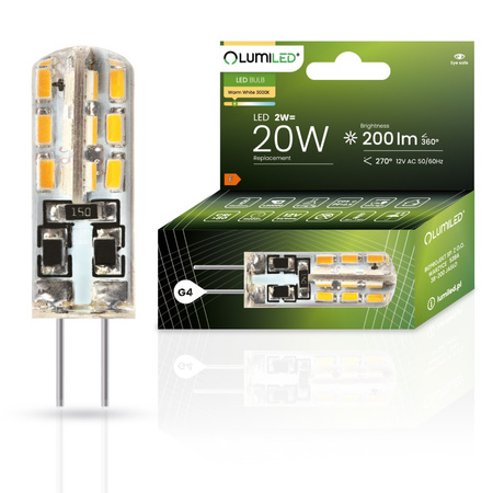 Żarówka LED G4 KAPSUŁKA 2W = 20W 200lm 3000K Ciepła 270° LUMILED