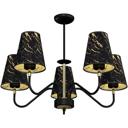 Lampa Wisząca Sufitowa HERMES Czarna Złota 5xE27 Milagro