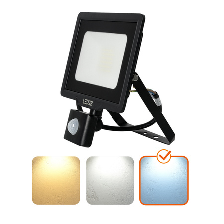 Naświetlacz LED Zewnętrzny Ogrodowy 30W 2550lm 6500K Zimny 120° z Czujnikiem Ruchu i Zmierzchu IP65 Czarny MHC Kobi