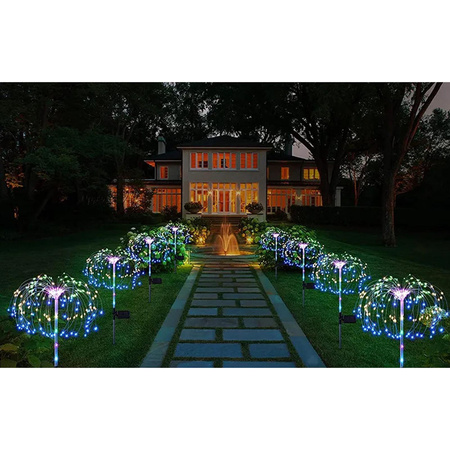 Lampa Solarna Ogrodowa LED LOTUS Wbijana Dekoracyjna Dmuchawiec Fajerwerki RGB LUMILED