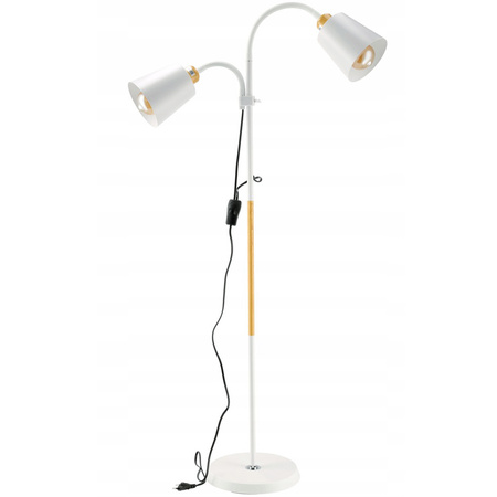 Lampa Stojąca Podłogowa LED 2x E27 144cm LOFT z Włącznikiem Biała