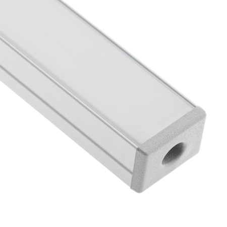Profil Aluminiowy Anodowany do LED KM33 Srebrny Natynkowy 1m + Przesłona mleczna + Zaślepki