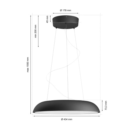 Lampa Wisząca Sufitowa LED 25W 2900lm IP20 White Ambiance TW Czarna 43cm Inteligentna SMART Zigbee Bluetooth Amaze Philips HUE