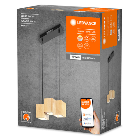 Lampa Wisząca Sufitowa LED 21W SMART+ WiFi CCT Ściemnialna Drewniana Pendant LEDVANCE