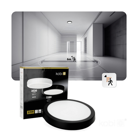 Plafon LED Łazienkowy Sufitowy Natynkowy 24W 2280lm 4000K 120° Czarny IP65 Nairos Kobi