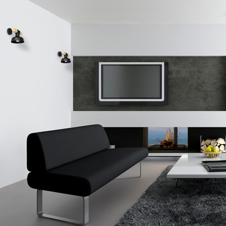 Lampa Ścienna Kinkiet FARO Czarna Drewno Naturalne 1xE27 60W Milagro