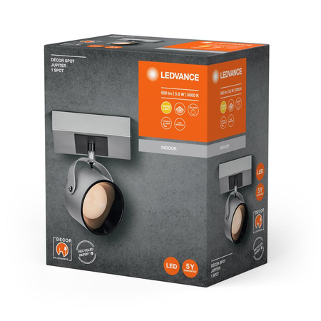 Lampa LED Ścienna Sufitowa Kinkiet Oprawa Natynkowa 5.8W 185lm CCT Dekoracyjna Srebrny Spot Jupiter Ledvance