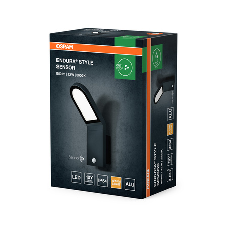 Kinkiet Ogrodowy Lampa Elewacyjna Zewnętrzna LED z Czujnikiem Ruchu i Zmierzchu 12W 740lm 3000K Ciepła Szary IP44 Endura Osram