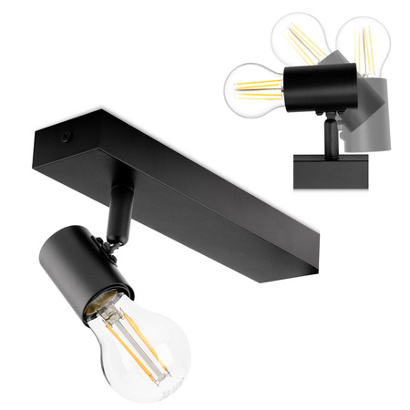 Lampa Ścienna Reflektor LED Sufitowa Ruchoma Kinkiet Spot E27 GLASA Czarna Lumiled