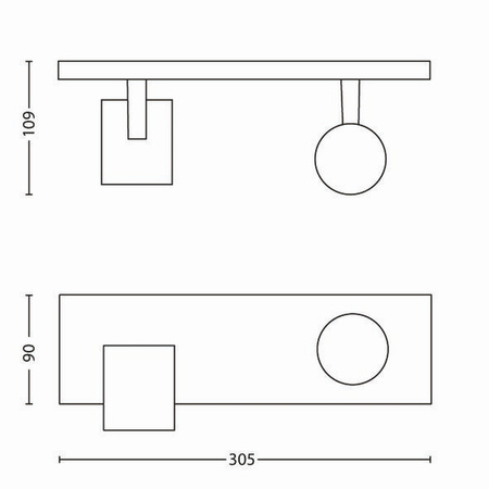 Lampa Sufitowa Reflektor Natynkowy 2x GU10 Aluminium Runner Philips
