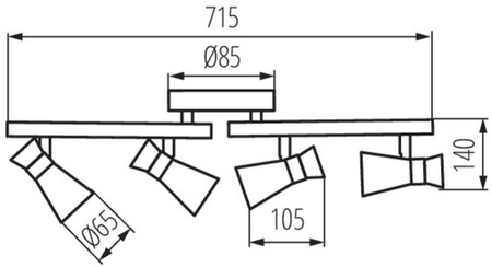 Oprawa Lampa Sufitowa MILENO 4x GU10 Czarny Złoty 72cm Kanlux