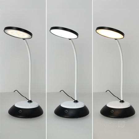 Lampka Biurkowa Stołowa LED 5W 200lm CCT 270° Akumulatorowa Czarna Visua Kobi