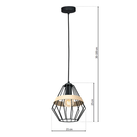 Lampa Wisząca Sufitowa CLIFF Czarna 1xE27 Milagro