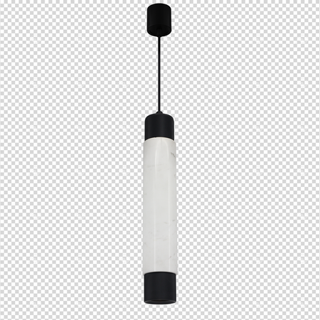 Lampa wisząca MARBLE 1xGU10 Podłużny Klosz Walec Czarna Biała ML6341 Milagro Metal + Marmur