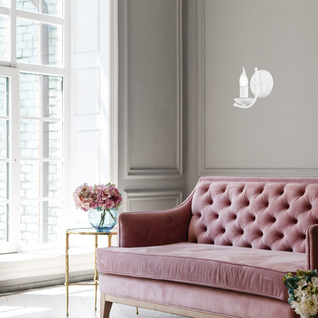 Lampa Ścienna Kinkiet LUCY E14 Biały Klasyczny KM-1.153 Lamkur