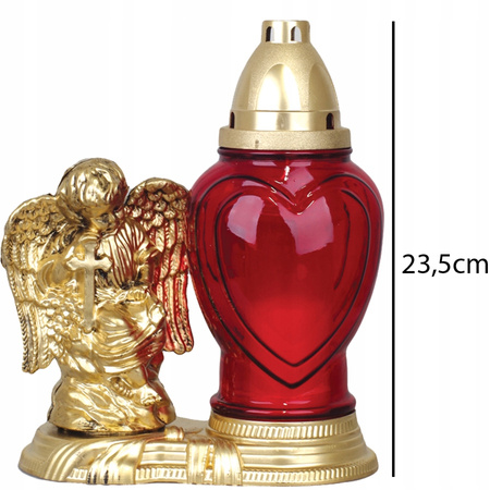 4x Znicz Szklany na Wkład Anioł 28h Całoroczny 23,5cm