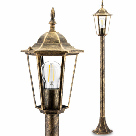 Lampa Ogrodowa Stojąca LIGURIA-LT 1xE27 Wysoka Słupek 96cm Patyna - GOLDLUX (Polux)