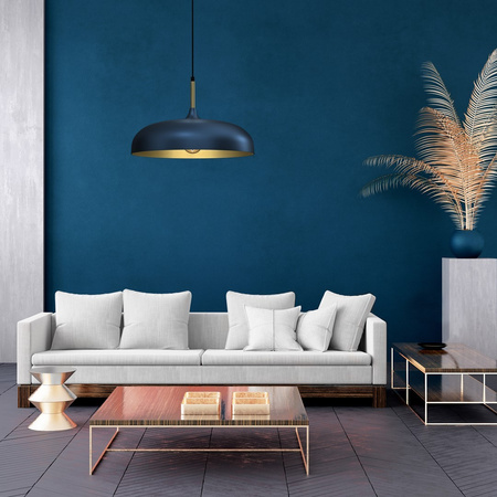 Lampa Wisząca Sufitowa LINCOLN Niebieska Złota 1xE27 45cm Milagro