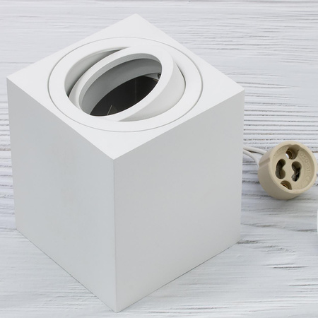 Oprawa Natynkowa HALOGENOWA Spot Tuba Ruchoma GU10 Kwadratowa Biała 84mm AMAT-M LUMILED