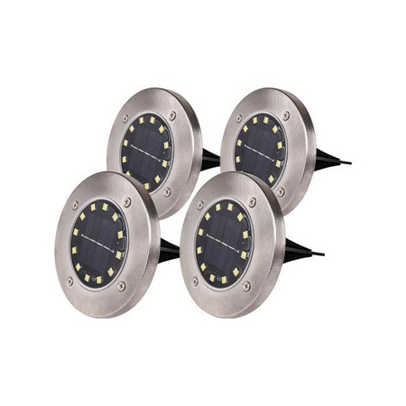 Zestaw 4x Lampka Ogrodowa 12x LED SOLARNA DOGRUNTOWA Wbijana IP54