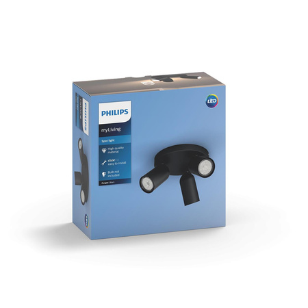 Lampa Sufitowa Reflektor Natynkowy 3x GU10 Czarna Pongee Philips