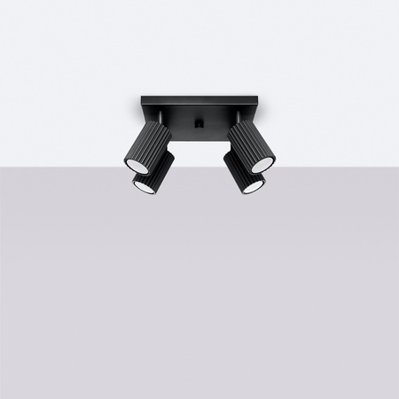 Lampa Sufitowa Reflektor Tuba Spot 4x GU10 Czarna Karbon Deep Space SL.1583 Sollux