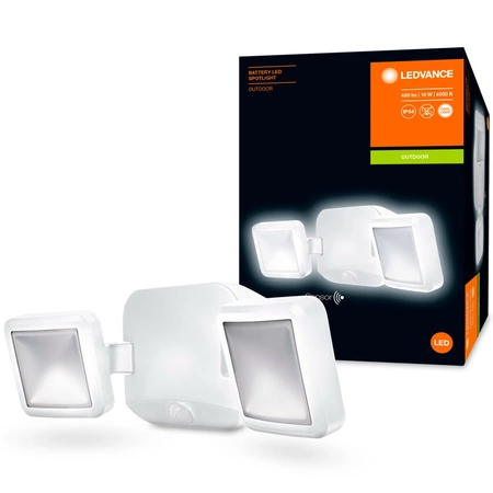 Naświetlacz LED Reflektor Bateryjny 10W 480lm 4000K IP54 Biały Z Czujnikiem Ruchu i Zmierzchu Spotlight Ledvance