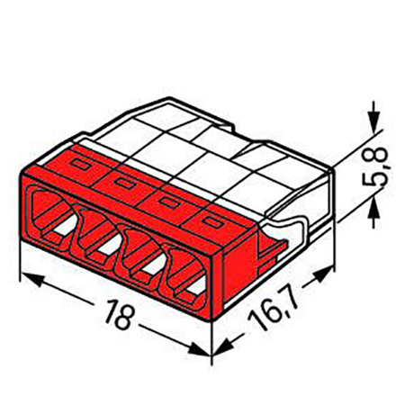 Złączka Instalacyjna Szybkozłączka 2273-204 na DRUT 4x0,5-2,5mm WAGO
