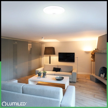 Plafon LED Lampa Sufitowa Natynkowa REGIS 2x E27 IP44 z Czujnikiem Ruchu i Zmierzchu Biały Okrągły 30cm LUMILED