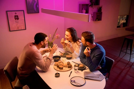 Lampa Wisząca Sufitowa LED Liniowa 79W 5500lm IP20 White and Color Ambiance RGB + TW Biała Inteligentna SMART Zigbee Bluetooth 130cm Ensis Philips HUE