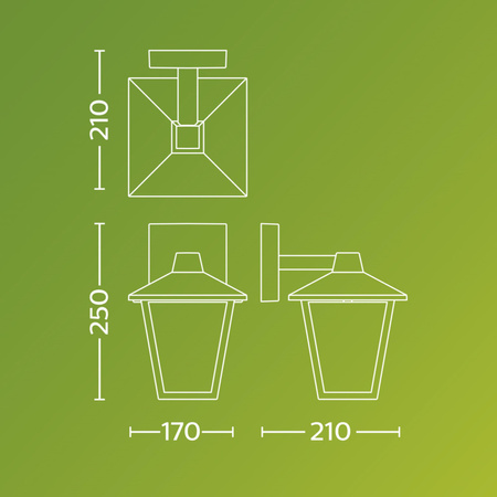 Kinkiet Ogrodowy Lampa Elewacyjna Zewnętrzna LATARNIA E27 IP44 Czarna Kinno Philips