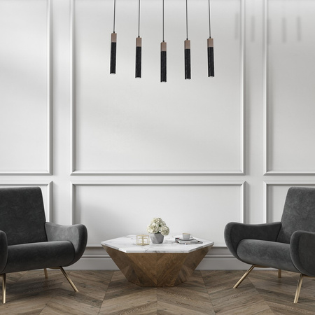 Lampa Wisząca Sufitowa SOLO SAWN Czarna Patyna Drewniana 5x mini GU10 Milagro