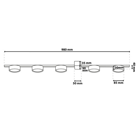 Lampa Sufitowa OVILO Oprawa Halogenowa LED 5x GX53 Kinkiet Reflektor Ścienna LUMILED