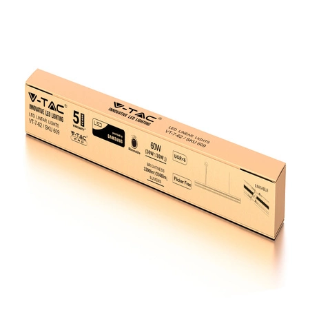 Oprawa LED Liniowa 60W 4000K Wisząca Srebrna Ściemnialna Samsung Chip VT-7-62 V-TAC - 5 Lat Gwarancji