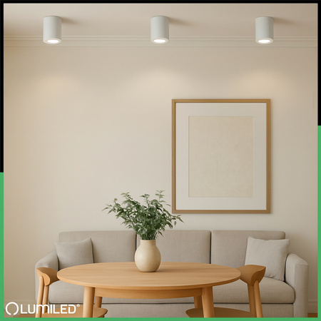 Oprawa Natynkowa HALOGENOWA Spot Tuba Ruchoma LUNDO GU10 LUMILED Okrągła Biała 80mm