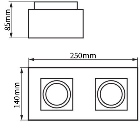Oprawa Natynkowa HALOGENOWA Ruchoma 2x GU10 Prostokątna Biała 85mm NEMO