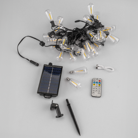 ZESTAW Girlanda Solarna PYRIS 30x LED 2700K 9,8m PILOT + Adapter Sieciowy 6W LUMILED