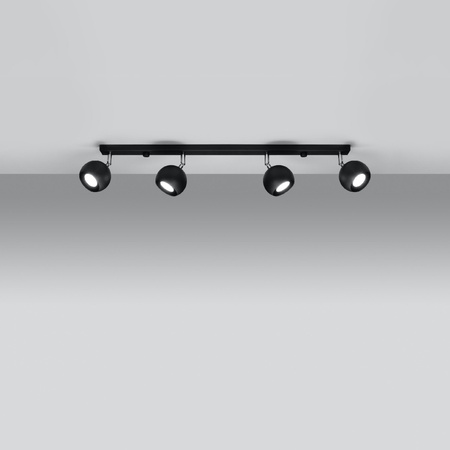 Lampa Sufitowa Oprawa Natynkowa Reflektor 4x GU10 Ruchoma Minimalistyczna Kulista Czarna Nowoczesna Oculare Sollux